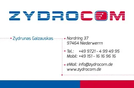 Visitenkarten von der Firma Zydrocom GmbH