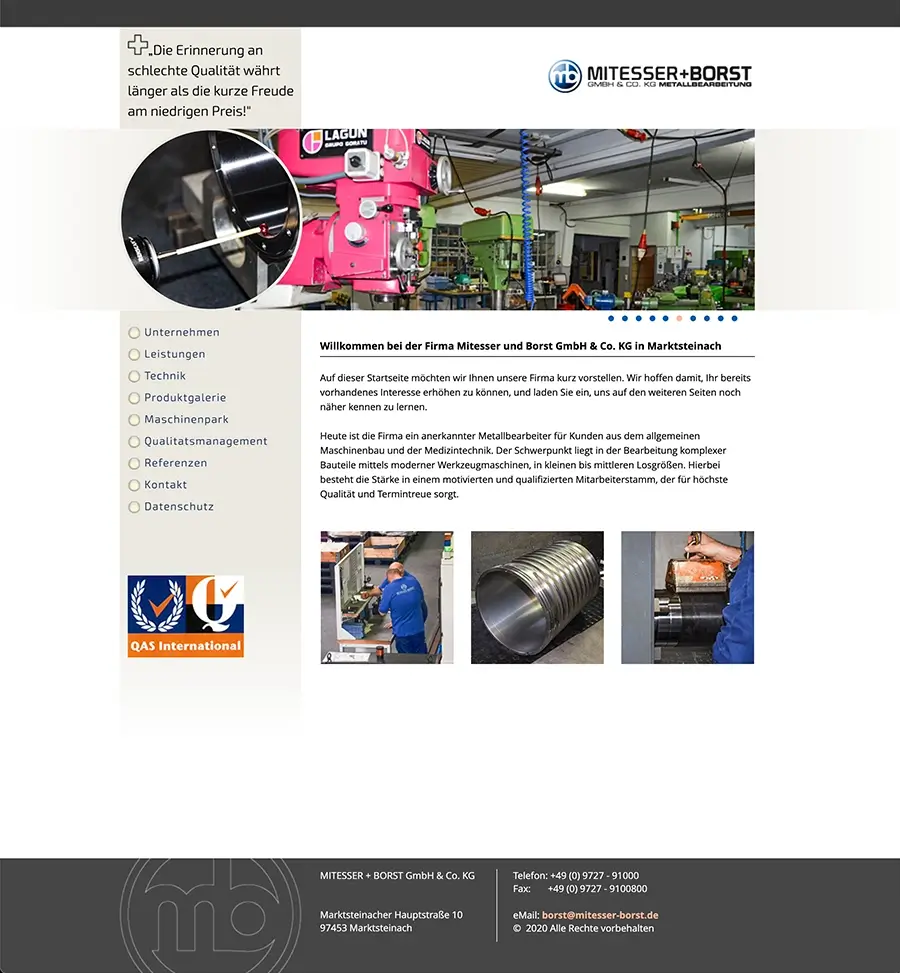 Webseite von der Firma Mitesser und Borst GmbH & Co. KG in Marktsteinach